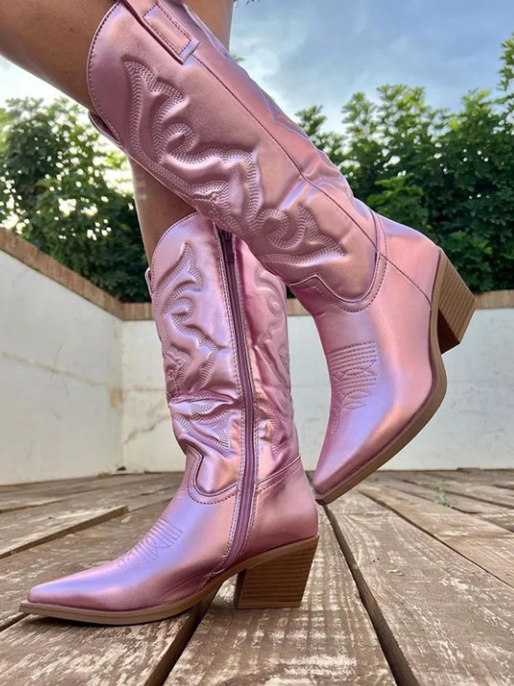 Elegant Metallic Cowboy Boots