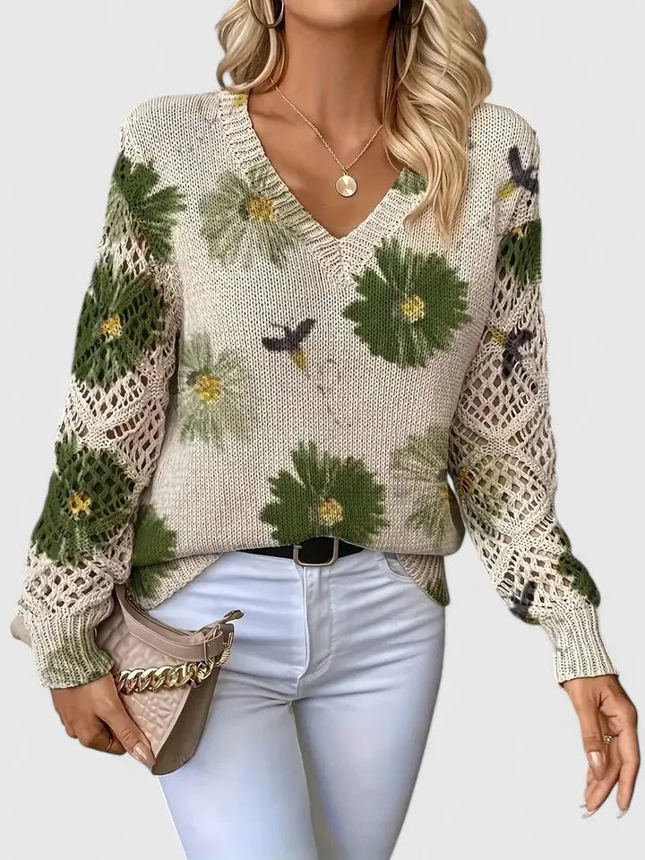 Elegant Sweater with Floral Pattern