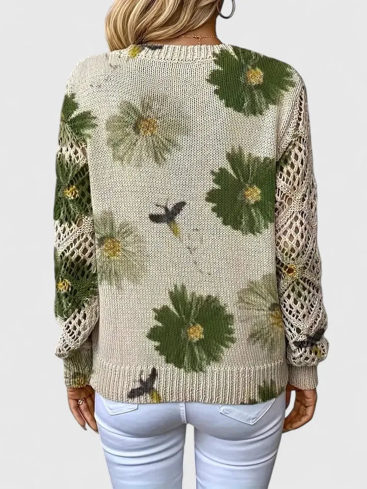 Elegant Sweater with Floral Pattern