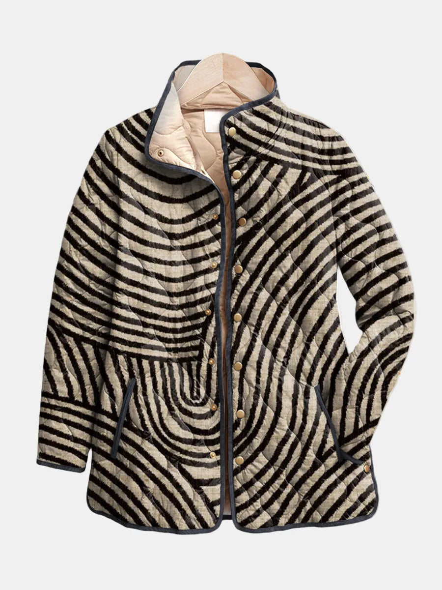 Retro Circle Design Quilted Jacket