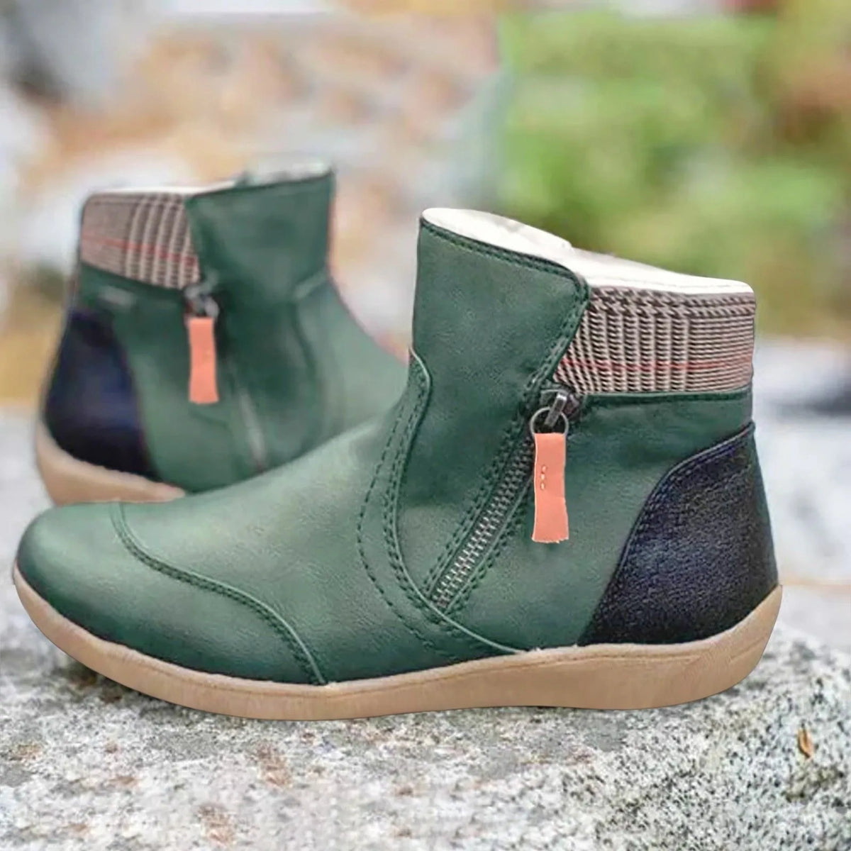 Waterproof Boots Ankle Leather Zipper Women's
