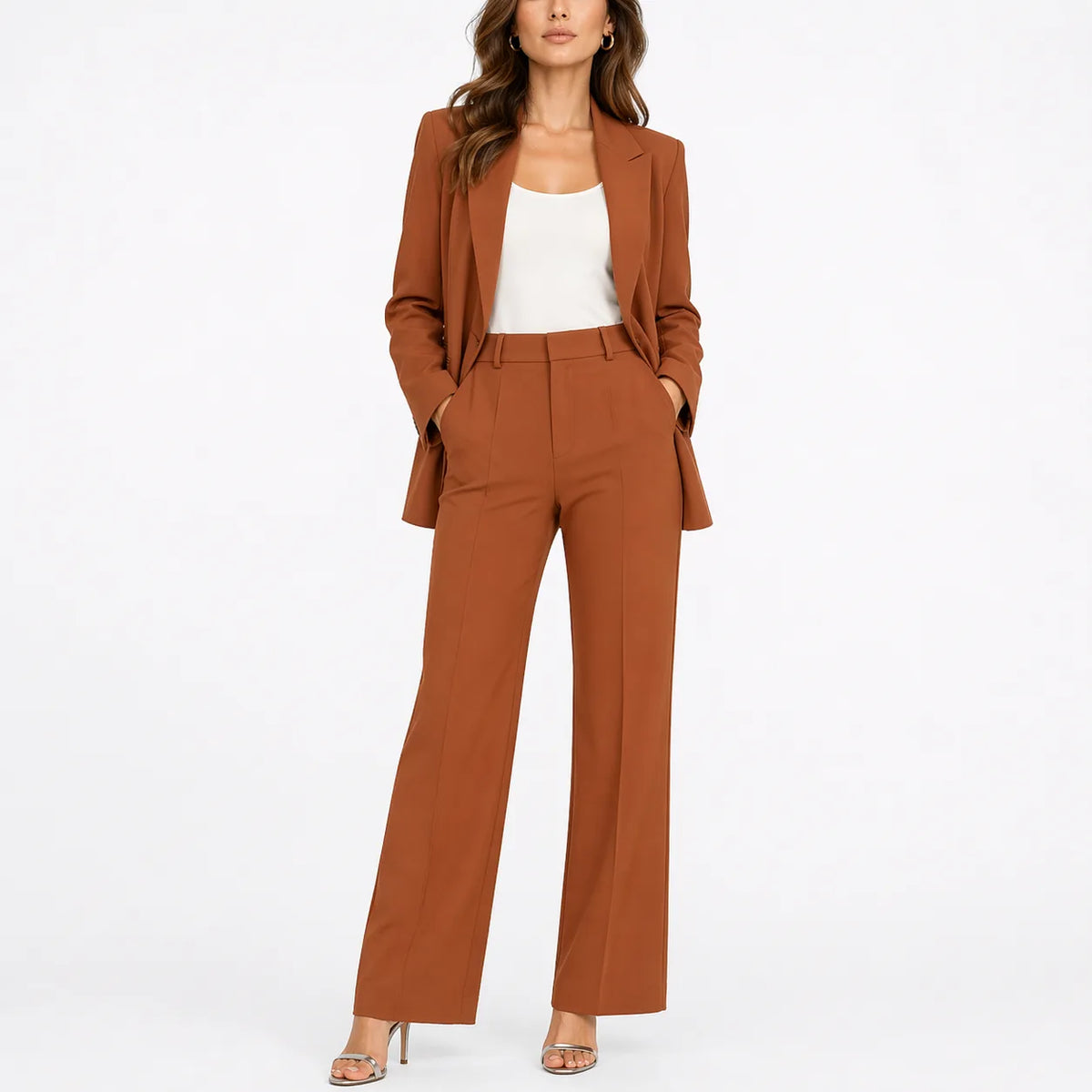 Women's Blazer and Straight-Leg Pants Set