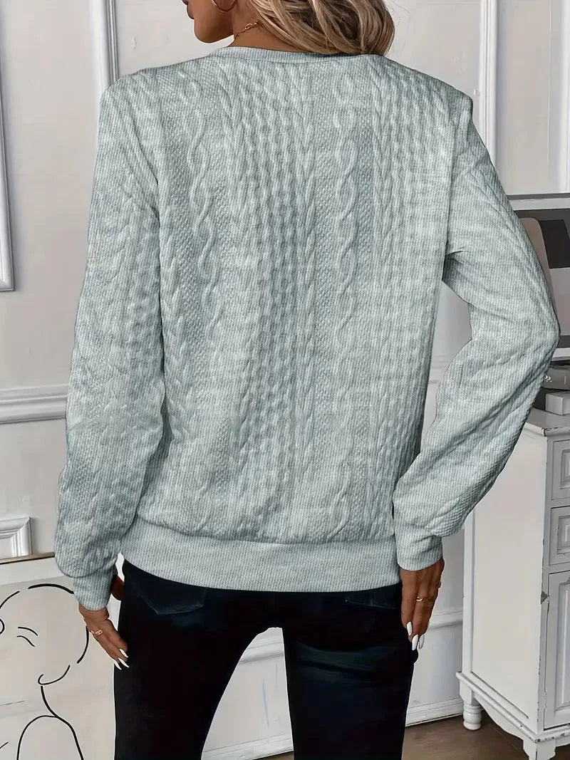 Women's cable knit half-zip stand collar sweatshirt
