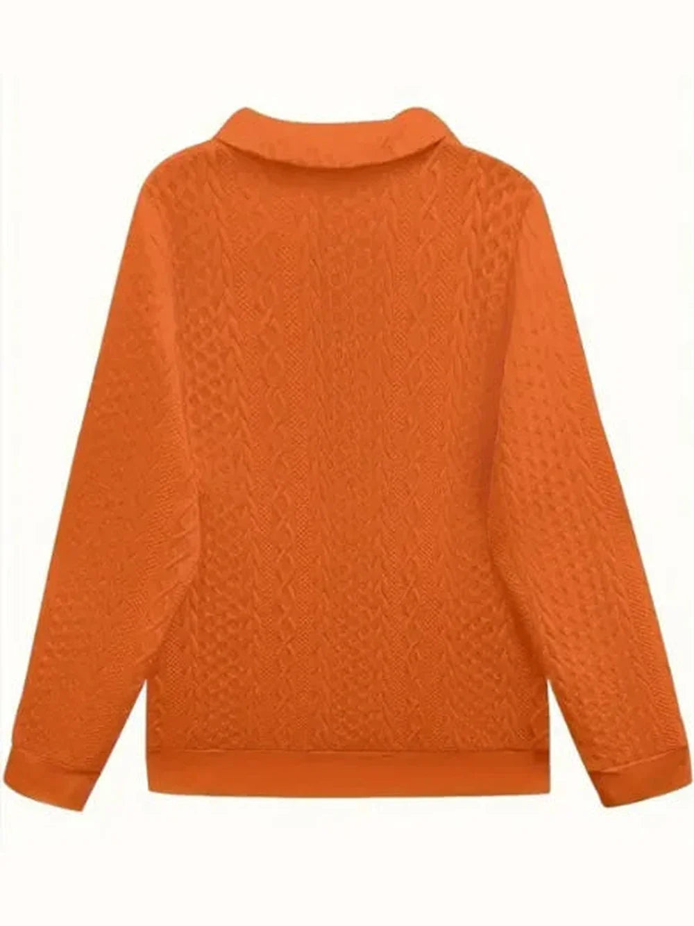Women's cable knit half-zip stand collar sweatshirt