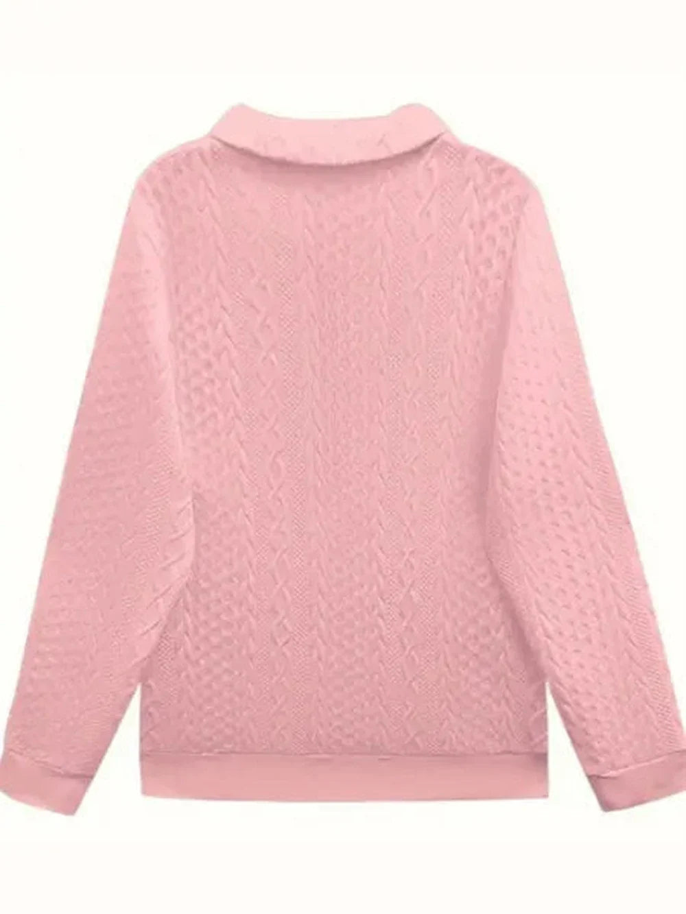 Women's cable knit half-zip stand collar sweatshirt