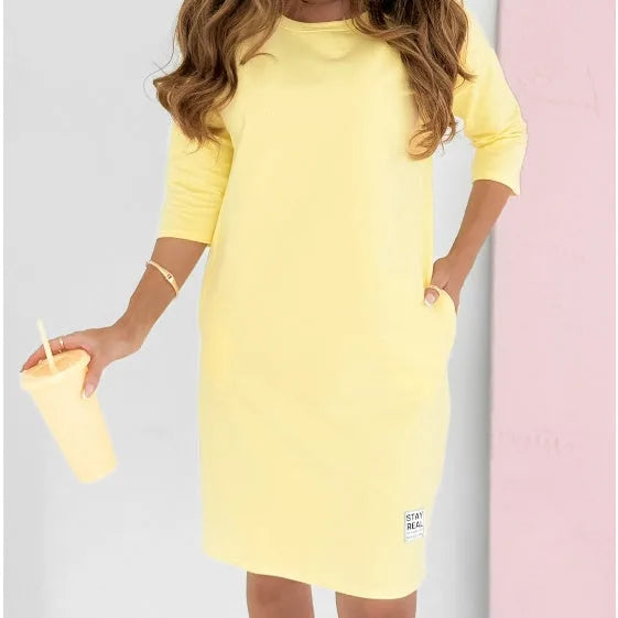 Women's Casual Sweatshirt Dress 3/4 Sleeve Mini Dress