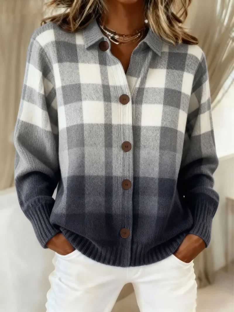 Women's checked knitted blouse