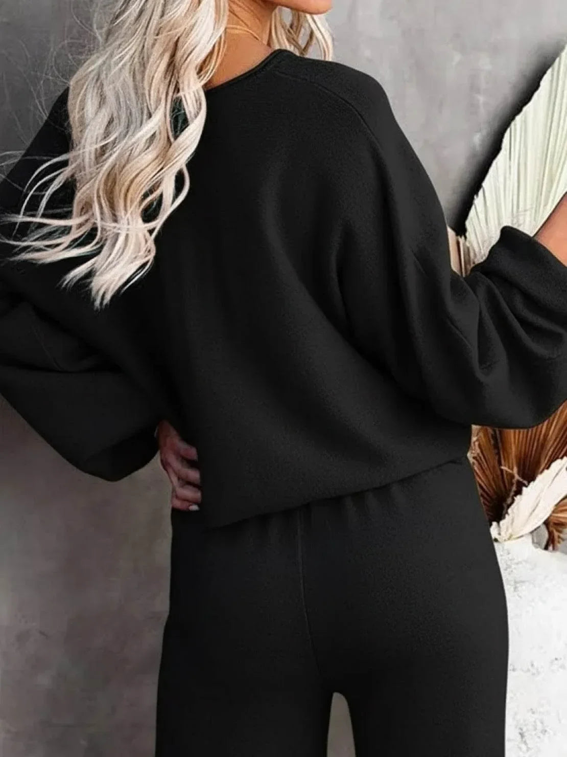 Women's Cropped Sweatshirt and Wide-Leg Pants Lounge Set