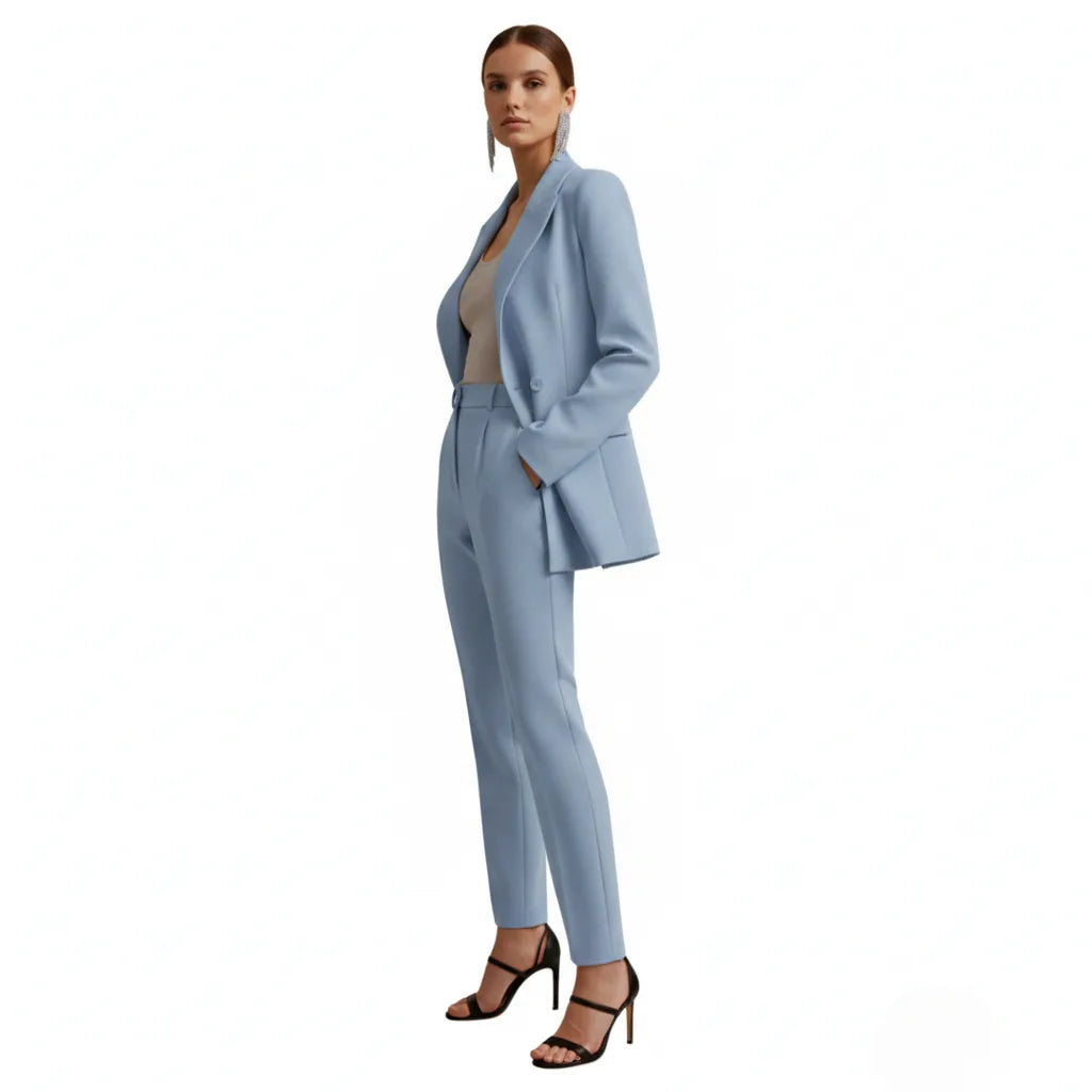 Women's Double Breasted Blazer Suit Set