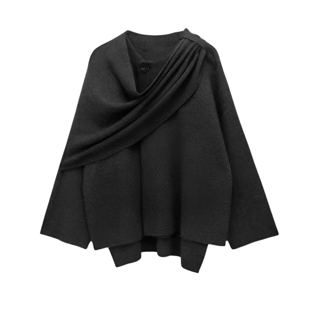 Women's draped button-front wool cape