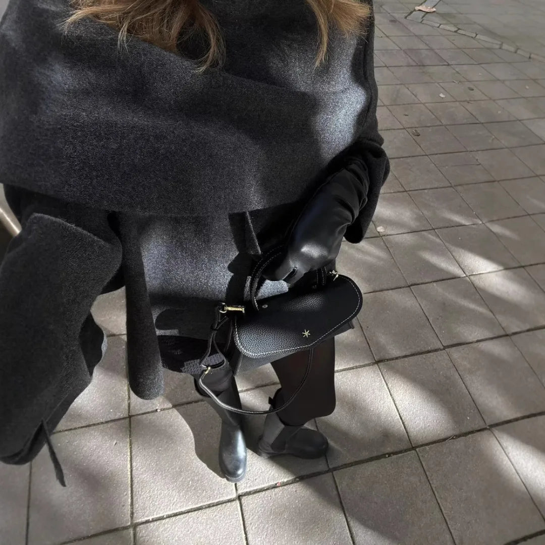 Women's draped button-front wool cape