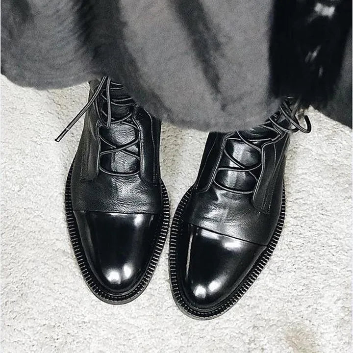 Women's faux leather lace-up ankle boots