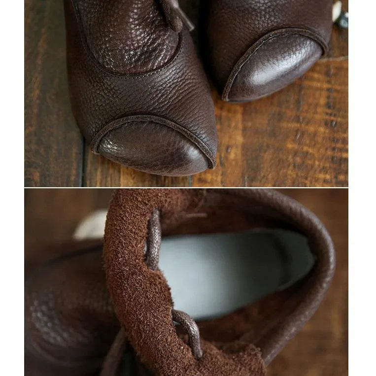 Women's faux leather lace-up ankle boots with furry lining