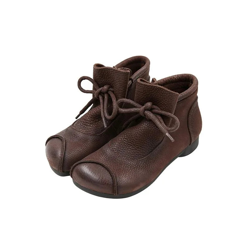 Women's faux leather lace-up ankle boots with furry lining