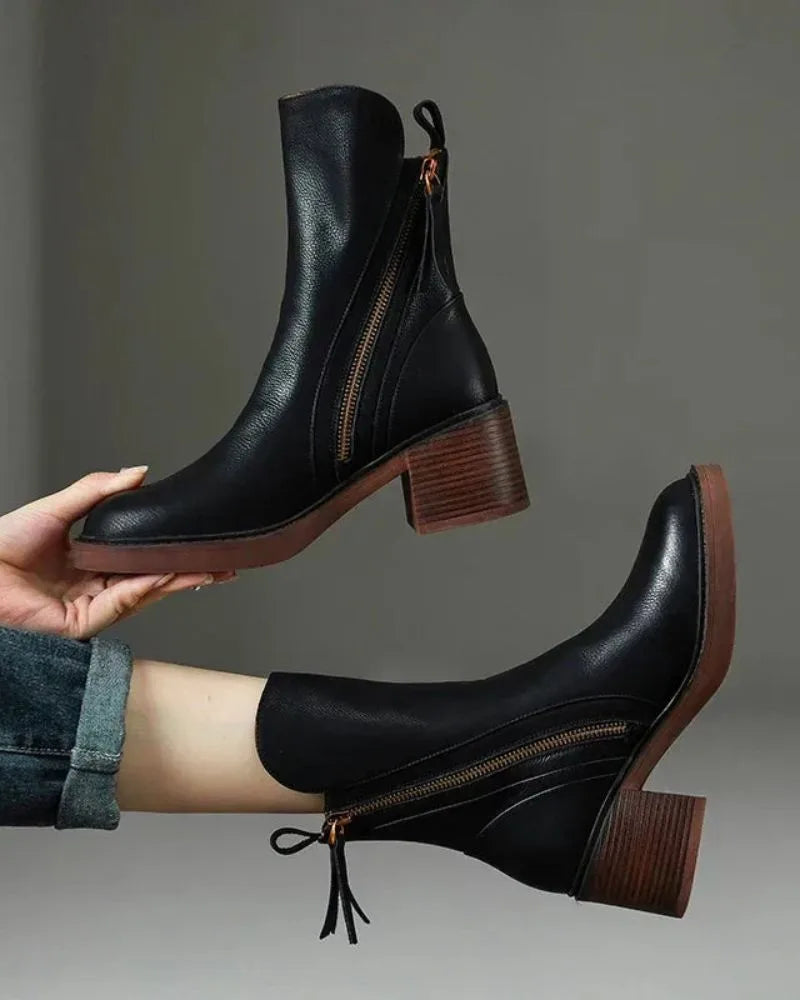 Women's faux leather side zip ankle boots