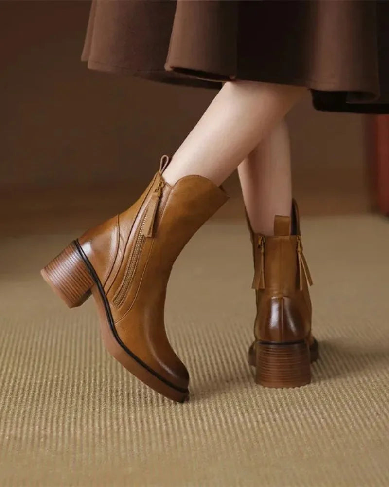 Women's faux leather side zip ankle boots