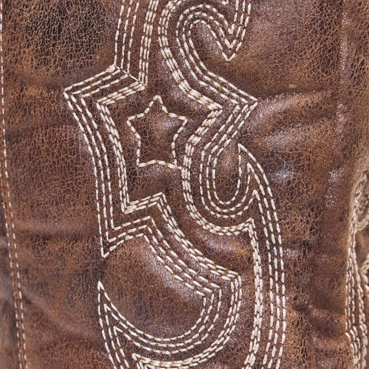 Women's faux leather side zip knee high boots with embroidered shaft