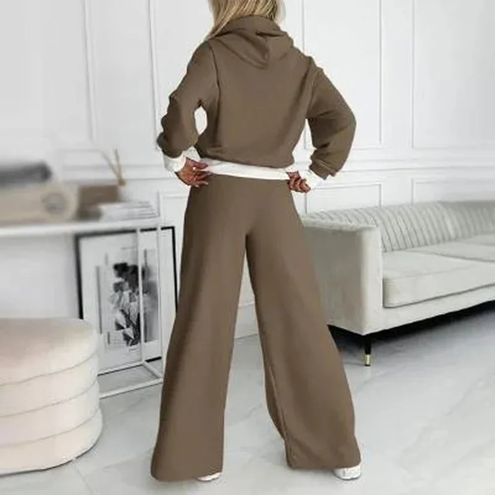 Women's fleece hooded two piece set