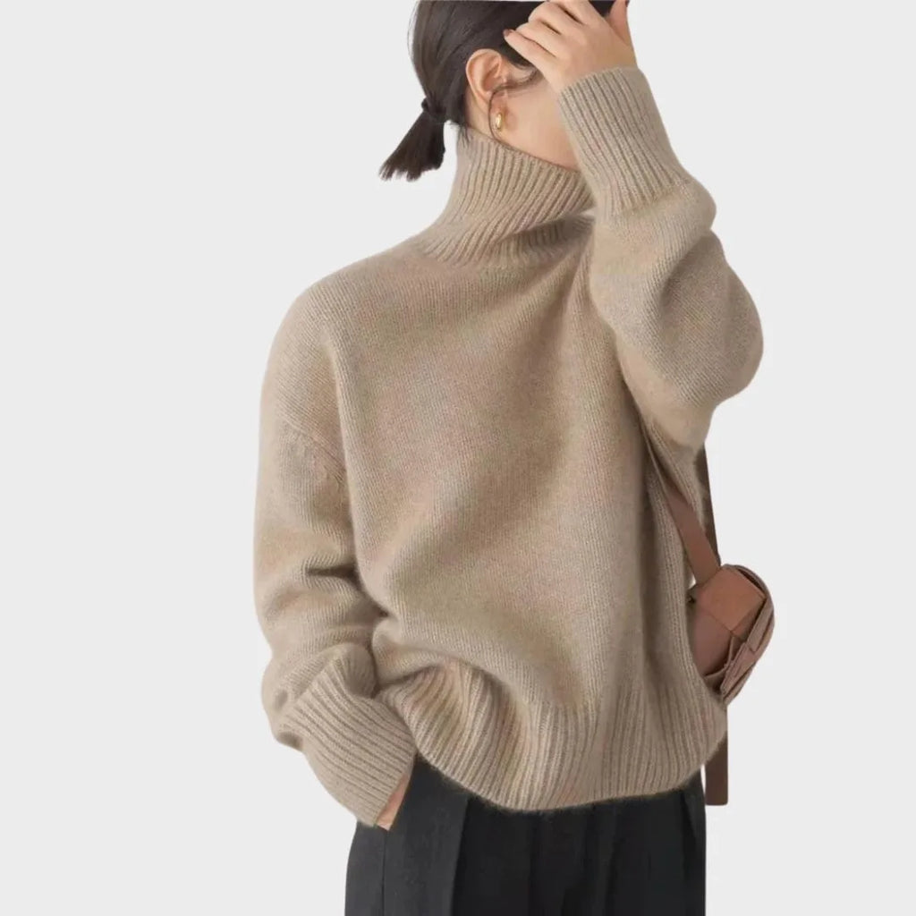 Women's fluffy knit roll neck sweater