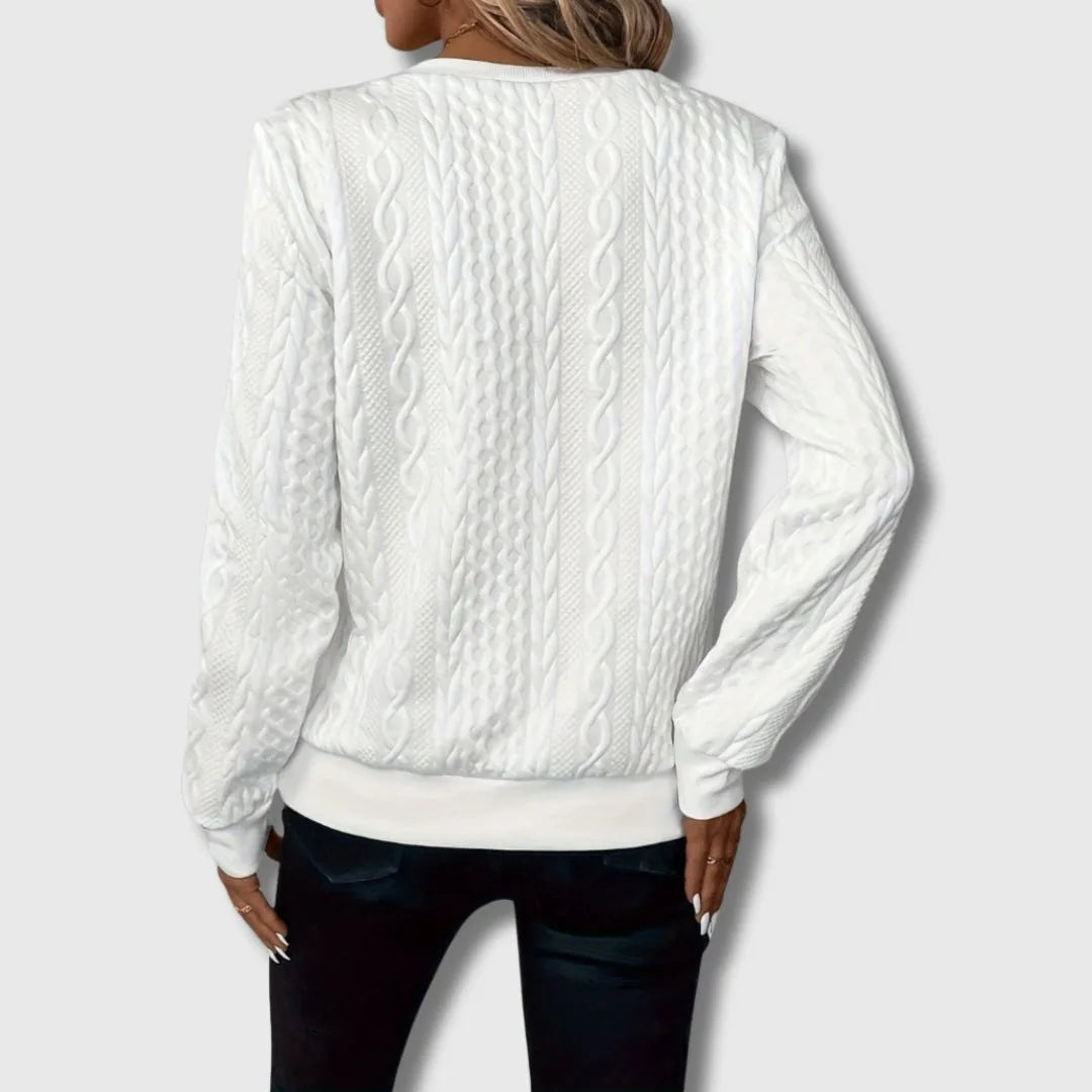 Women's half-zip stand collar cable knit sweater