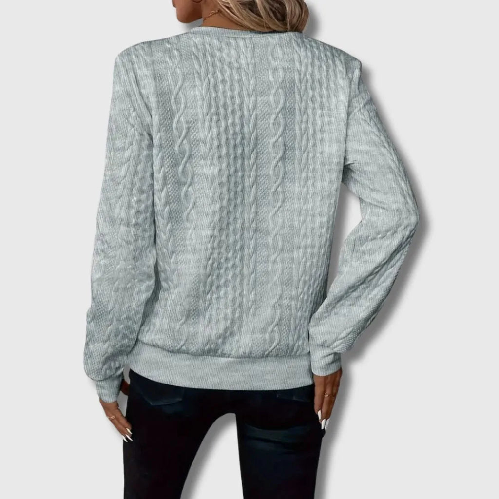 Women's half-zip stand collar cable knit sweater