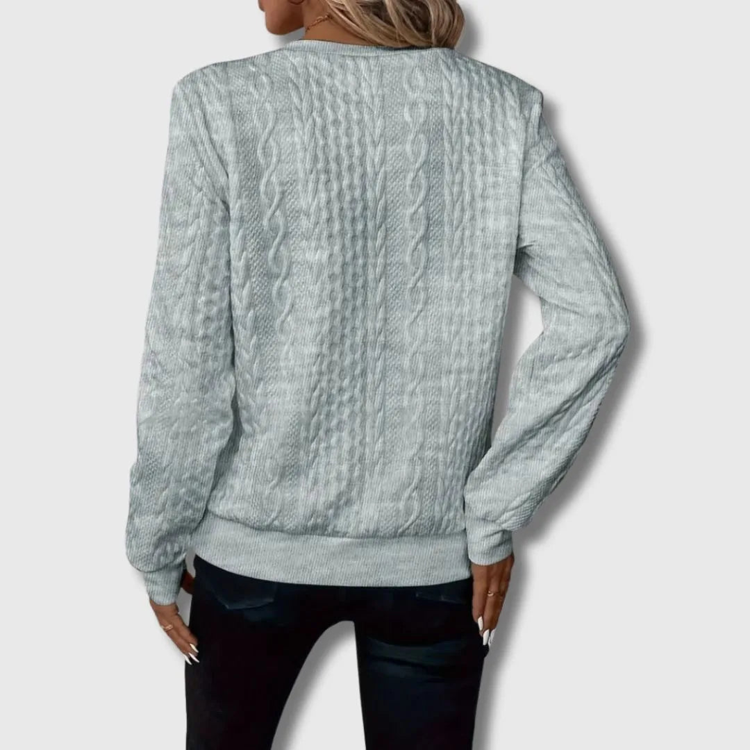 Women's half-zip stand collar cable knit sweater