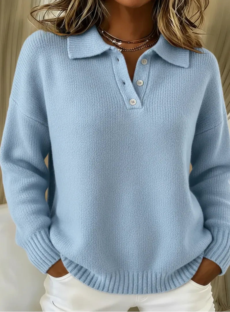 Women's knit button-front collared sweater