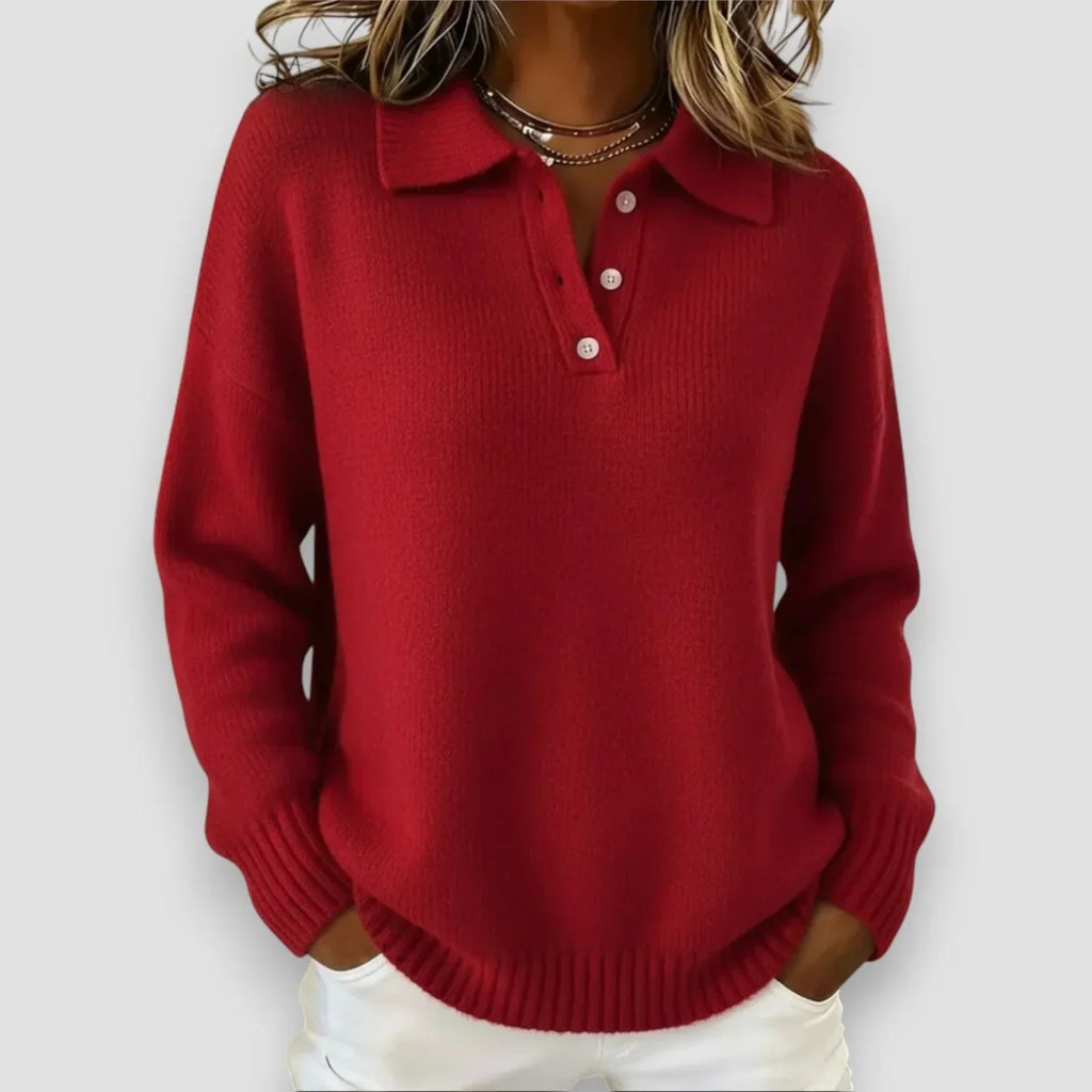 Women's knit button-front collared sweater