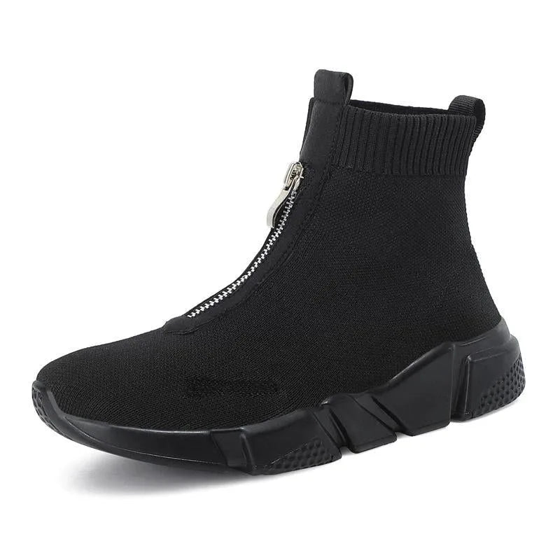 Women's knit zip-up ankle boots