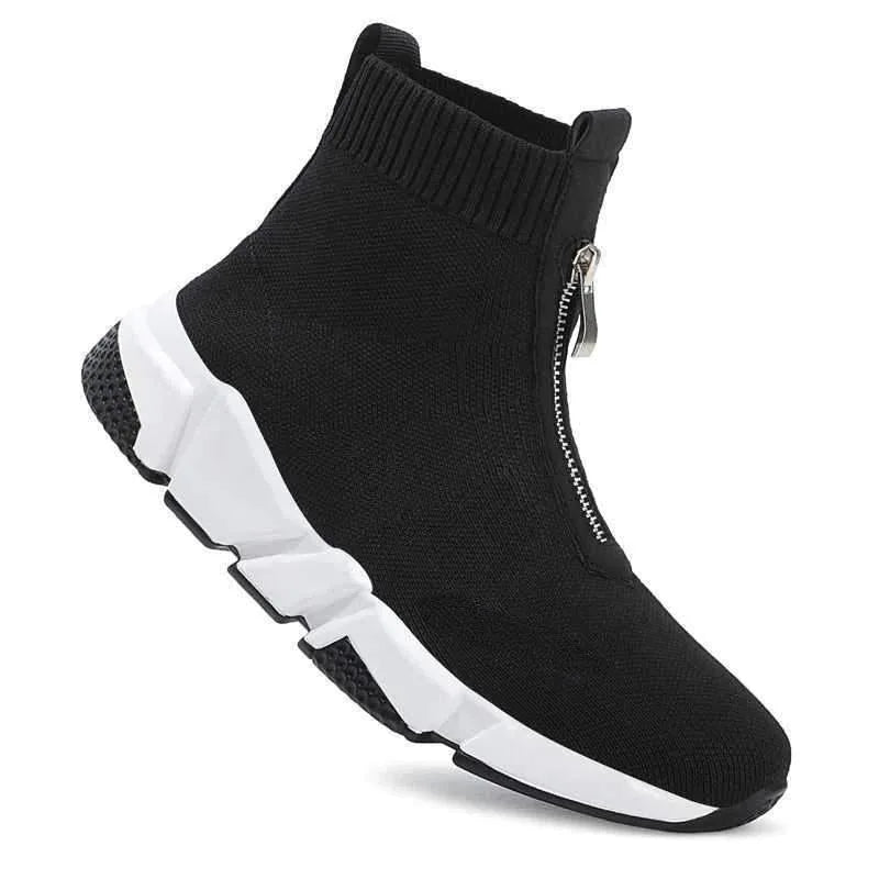 Women's knit zip-up ankle boots