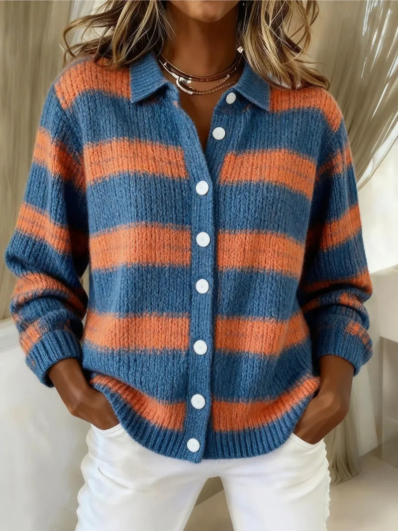 Women's knitted blouse with stripes