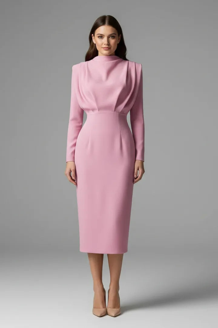 Women's Mock Neck Long Sleeve Maxi Dress