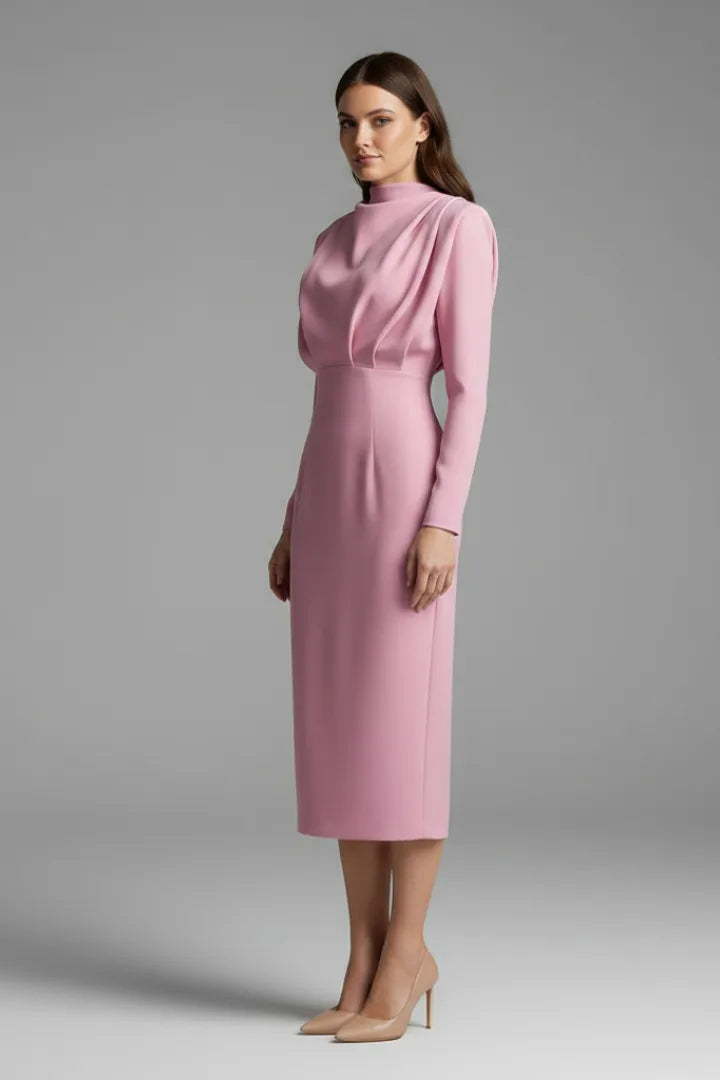 Women's Mock Neck Long Sleeve Maxi Dress