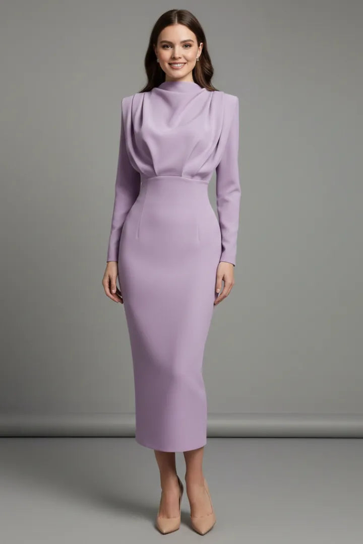 Women's Mock Neck Long Sleeve Maxi Dress