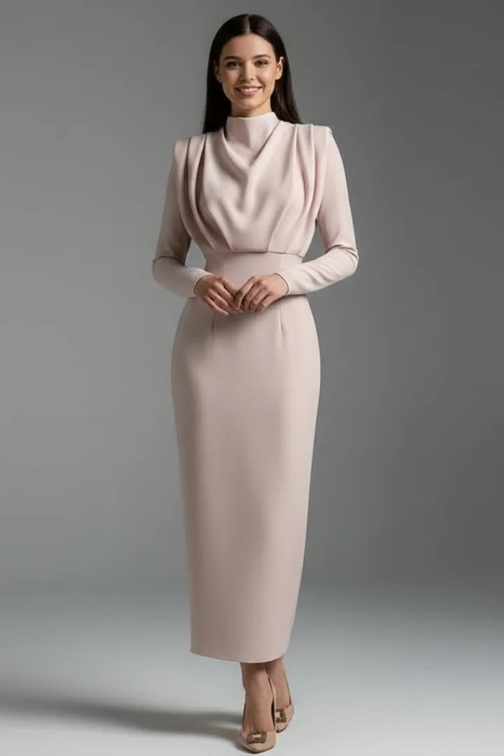 Women's Mock Neck Long Sleeve Maxi Dress