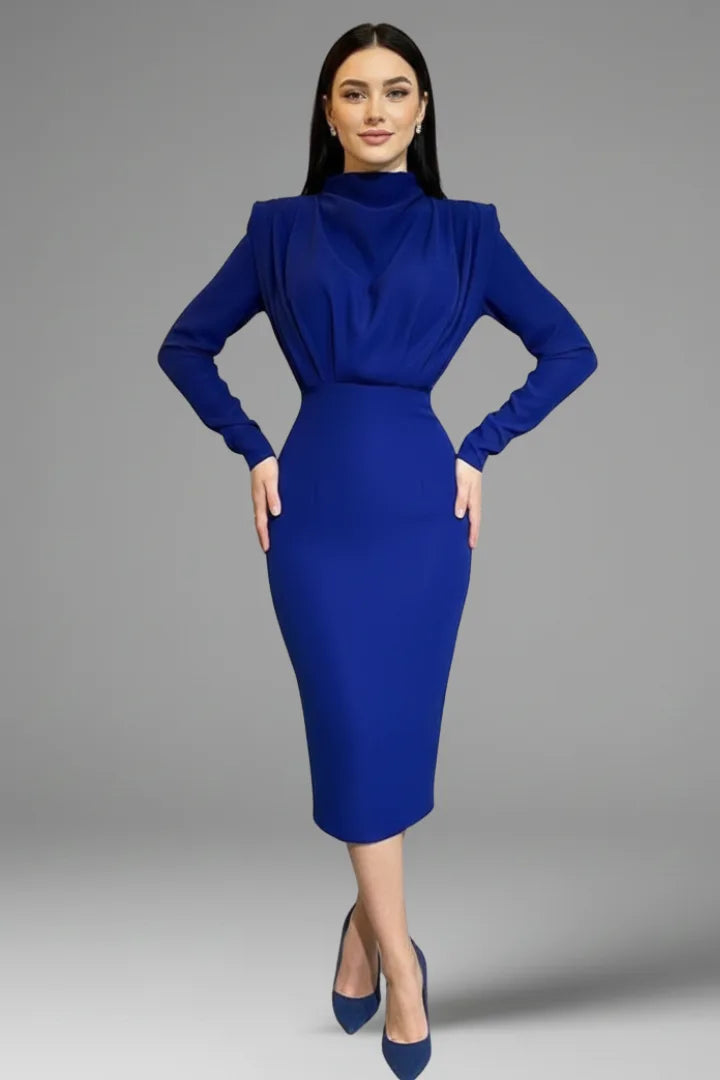 Women's Mock Neck Long Sleeve Maxi Dress