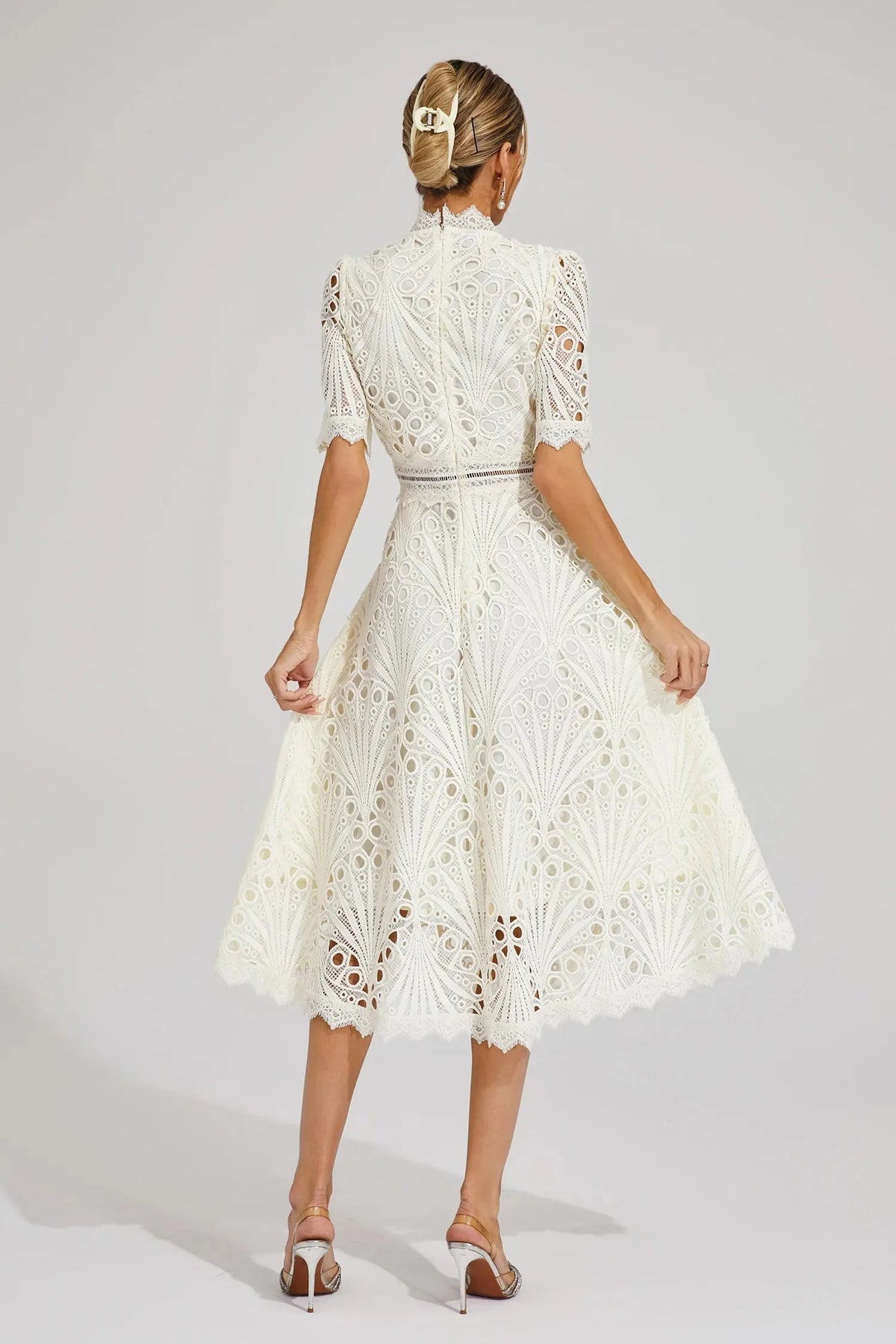 Women's Mock Neck Short Sleeve Midi Dress
