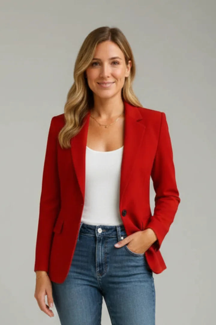 Women's Notched Lapel Long Sleeve Blazer
