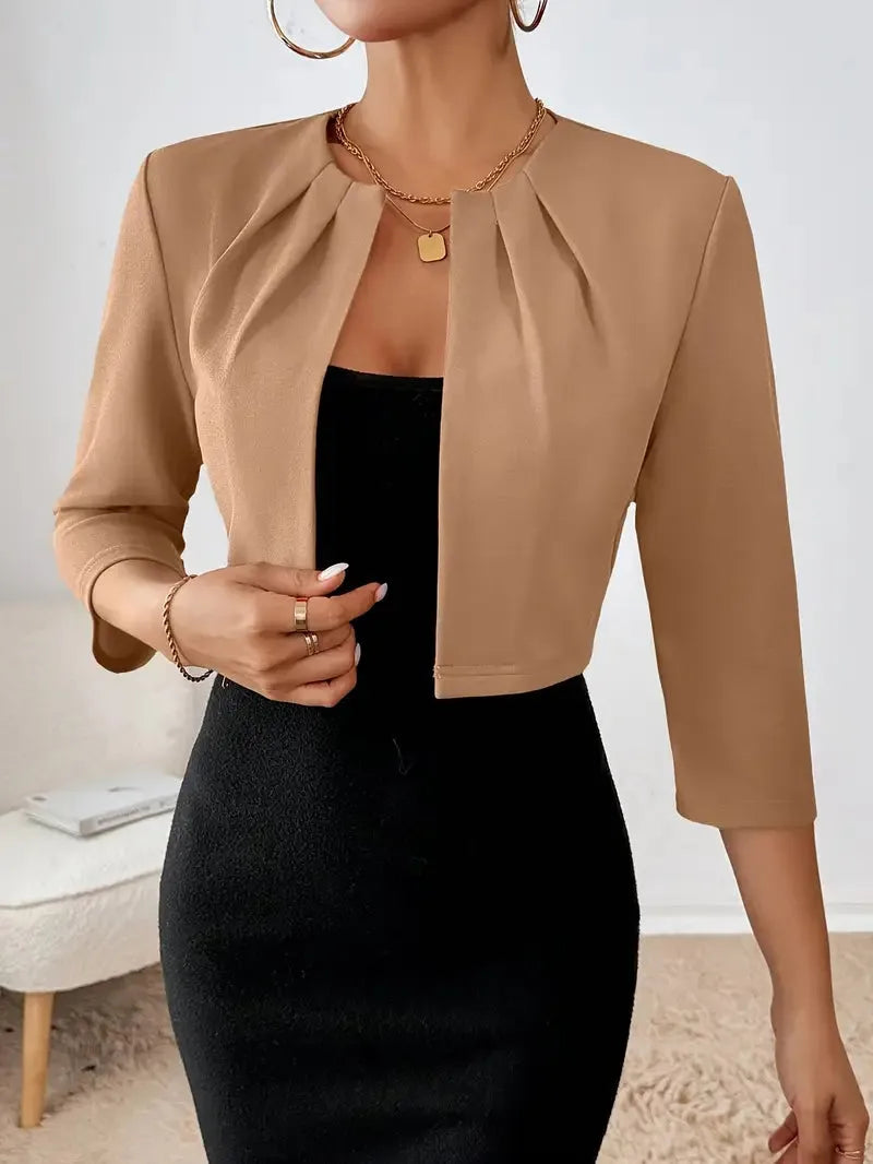 Women's Open Front Cropped Blazer Jacket