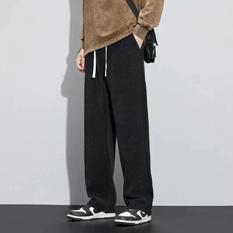 Women's ribbed pants with drawstring waist