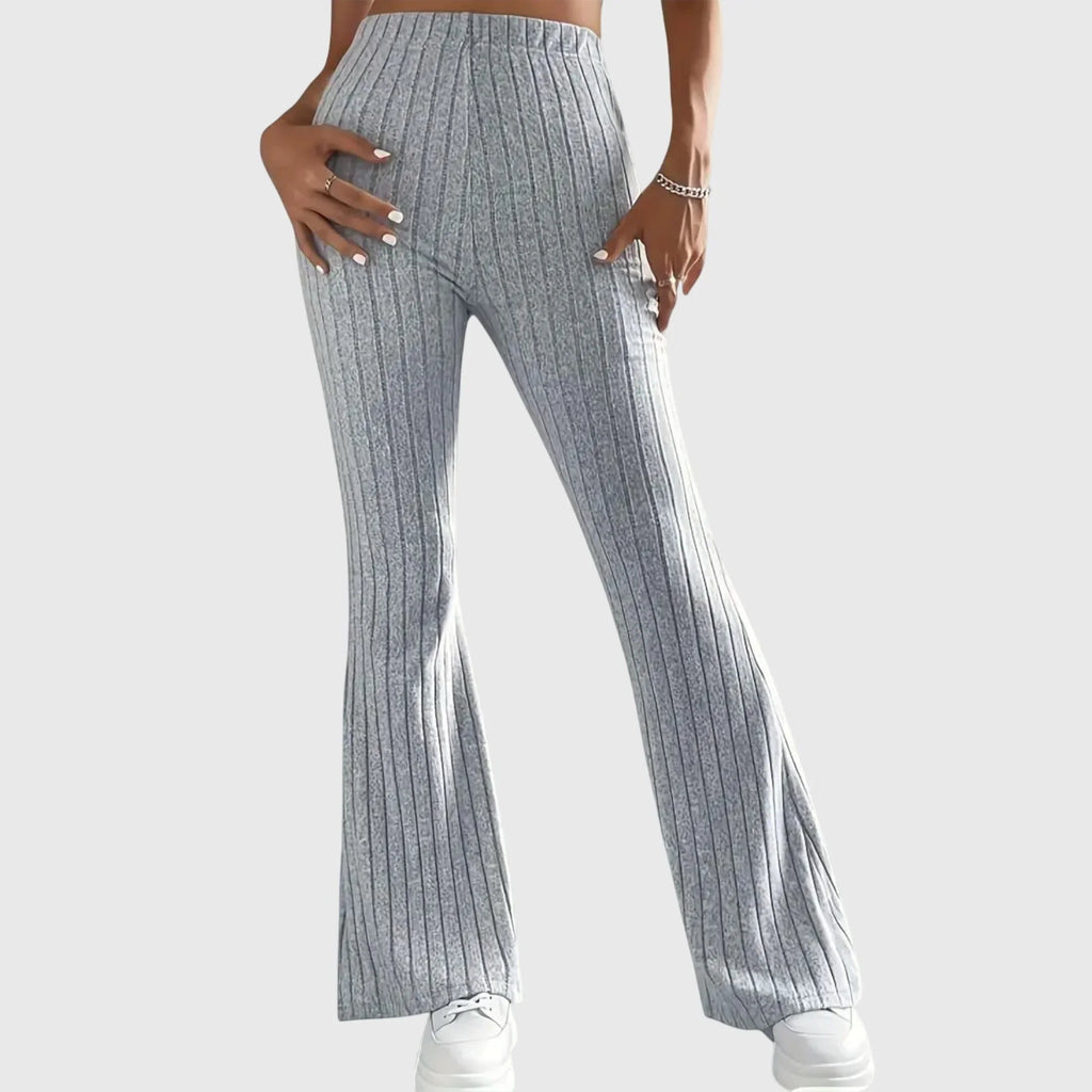 Women's ribbed pants with flared hem