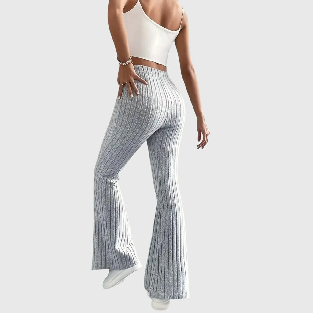 Women's ribbed pants with flared hem