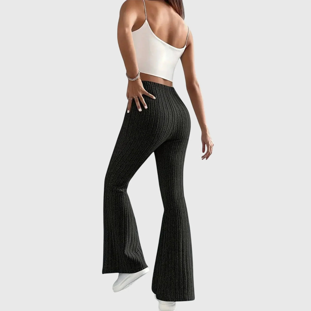 Women's ribbed pants with flared hem