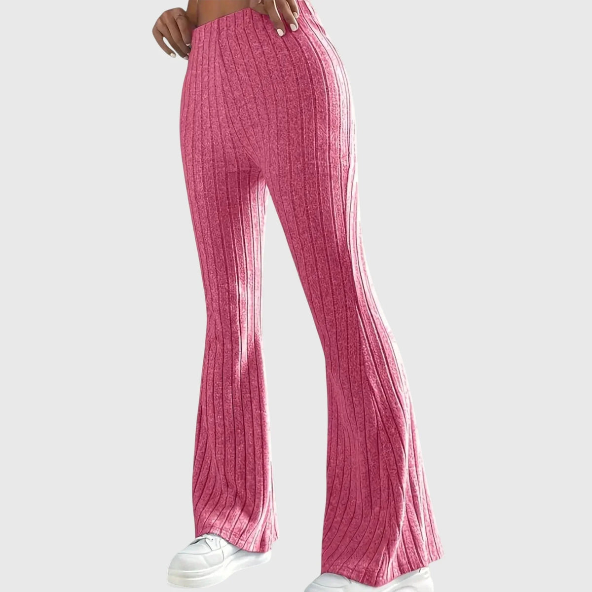 Women's ribbed pants with flared hem
