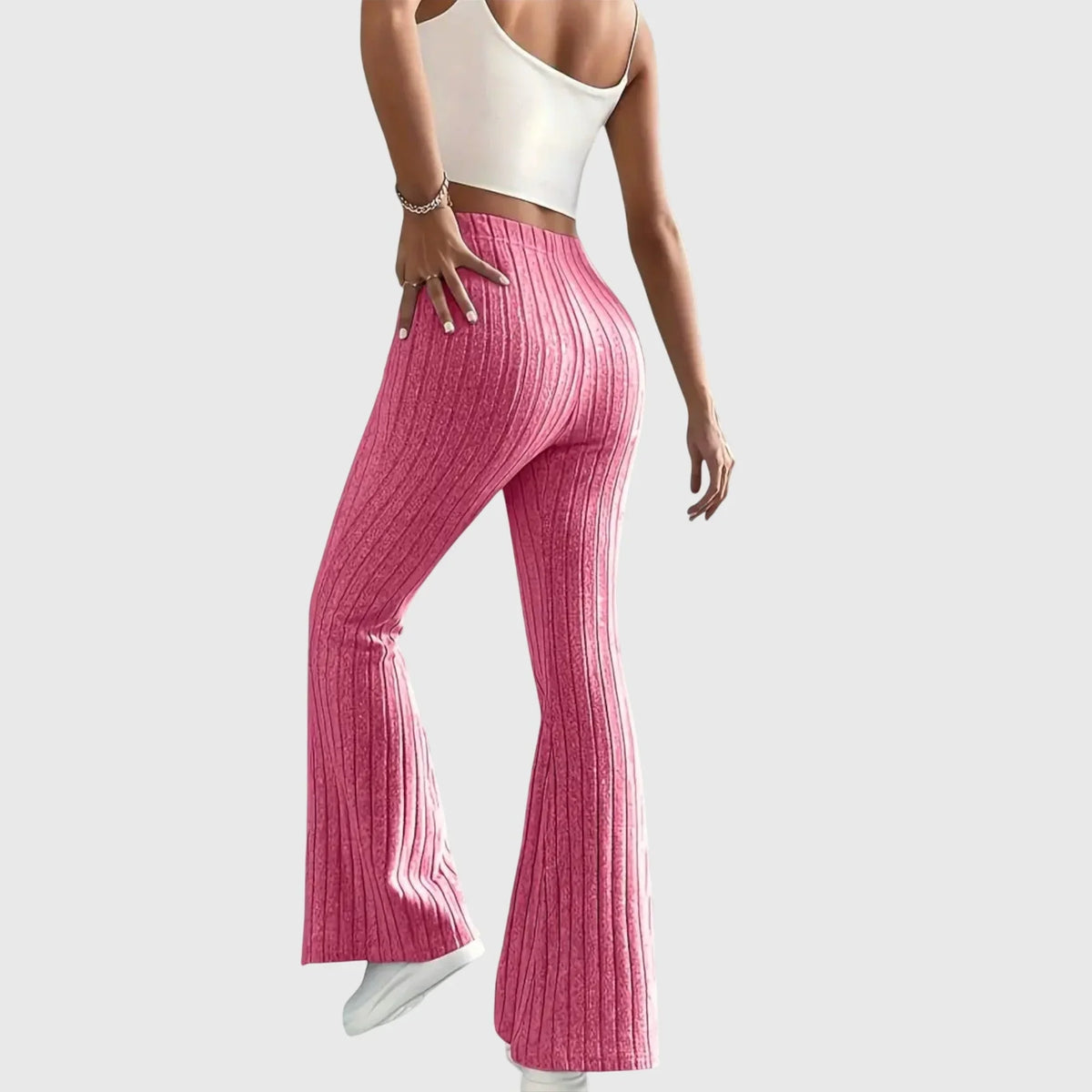Women's ribbed pants with flared hem
