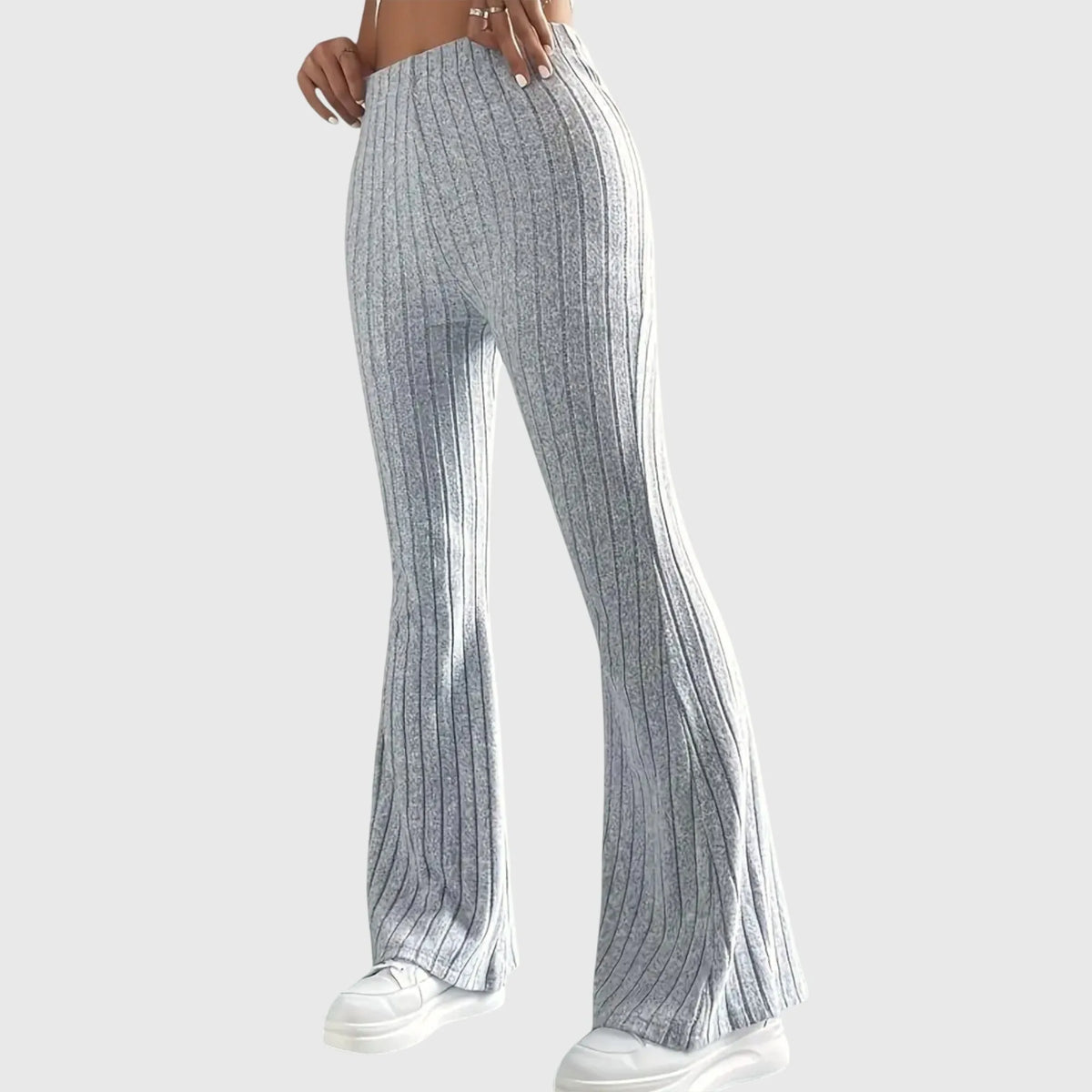 Women's ribbed pants with flared leg