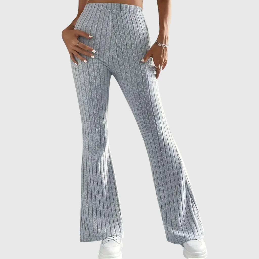 Women's ribbed pants with flared leg