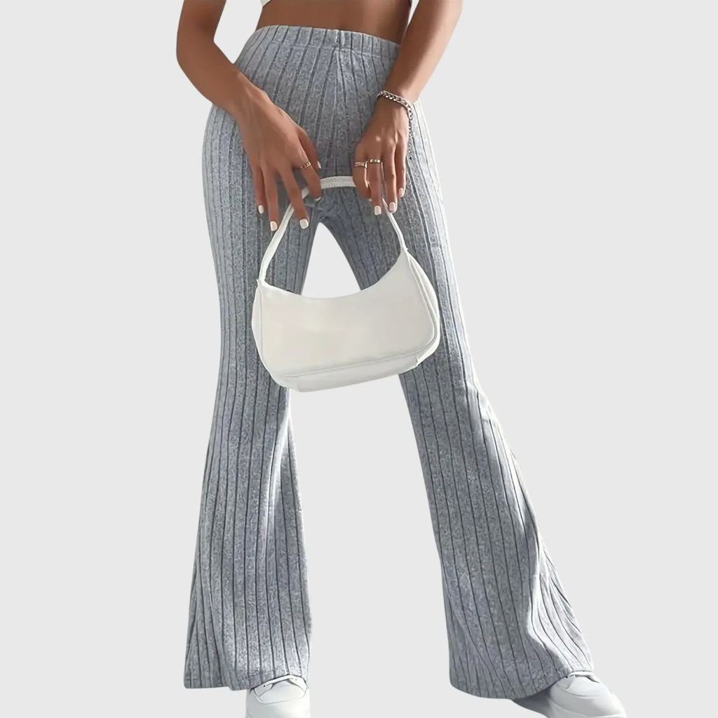 Women's ribbed pants with flared leg