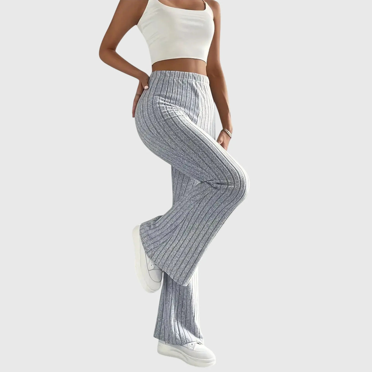 Women's ribbed pants with flared leg