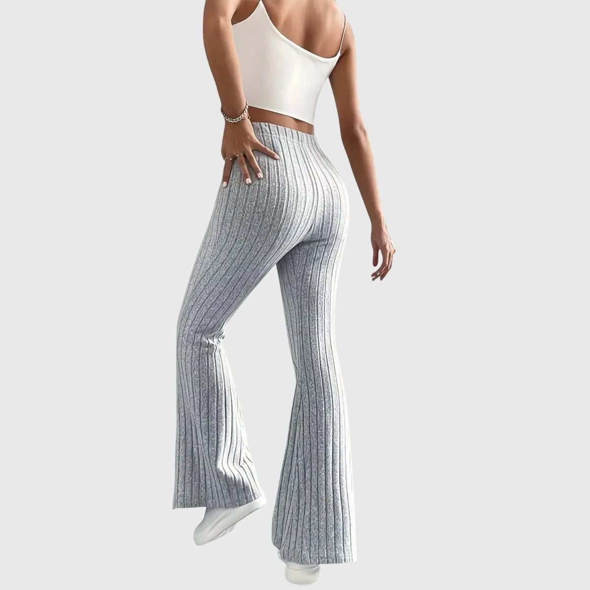 Women's ribbed pants with flared leg